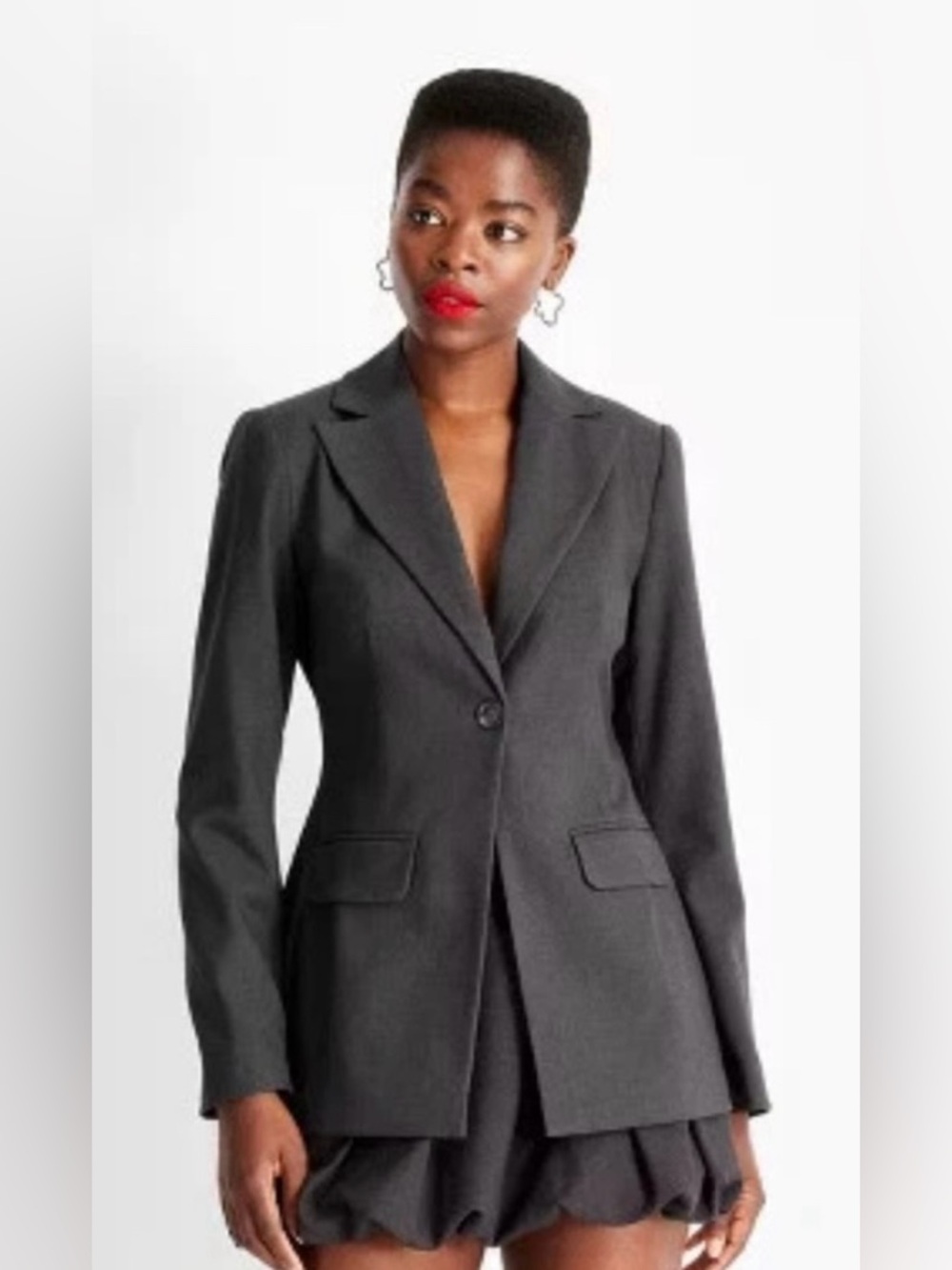 NWT Future Collective Gray Tailored Blazer Medium Chic Jacket